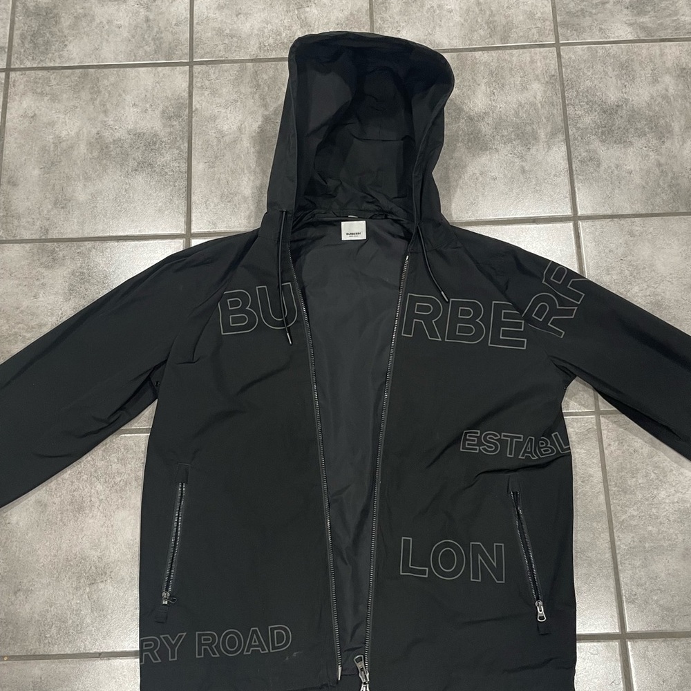 Burberry Black Graphic Windbreaker for Men